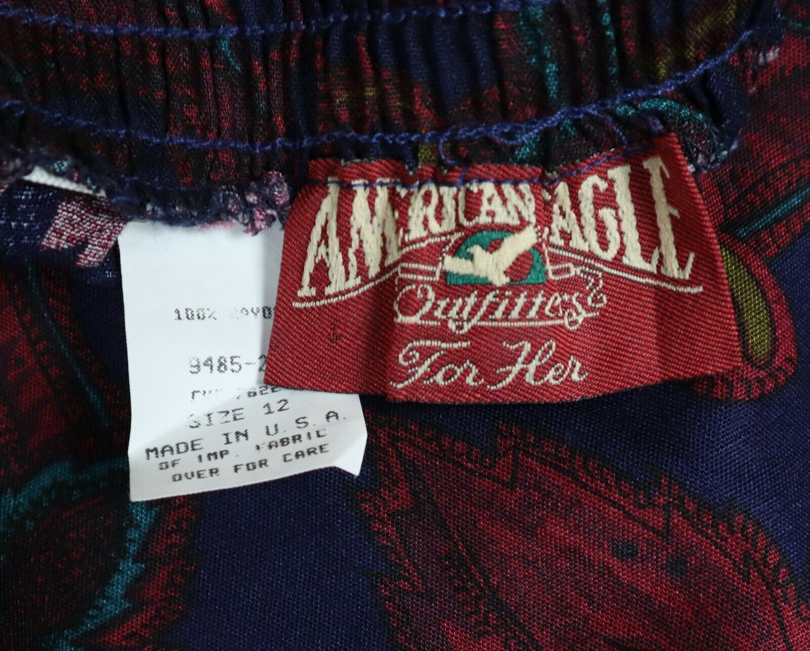 VINTAGE BLUE & RED PLEATED MAXI SKIRT - AMERICAN EAGLE OUTFITTERS - SIZE 12 - Fresh Stock Dated March 2026