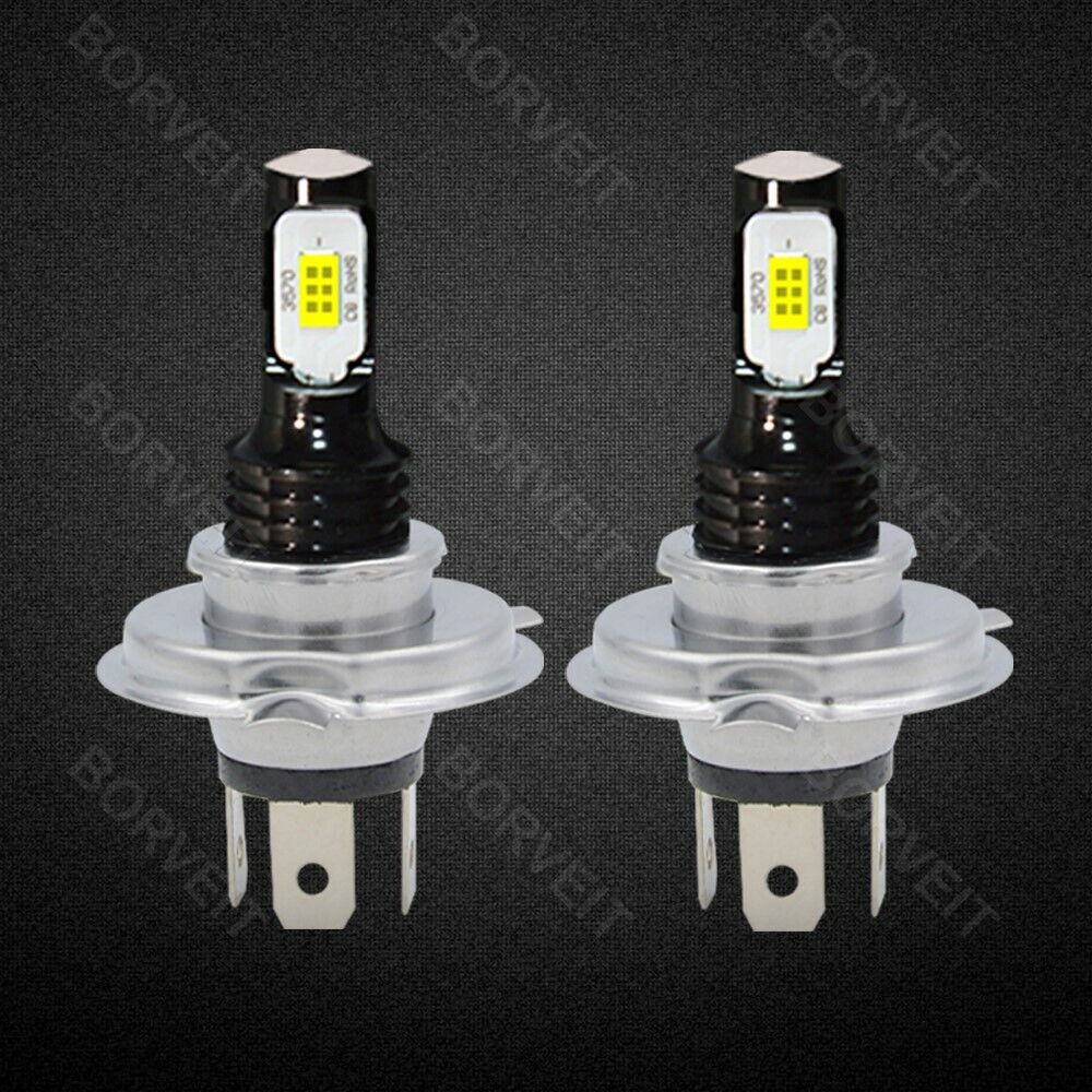 2x 100W H4 9003 LED Bulbs Hi/Lo Beam For Motorcycle Headlight 6000K Super White - Fresh Stock Dated March 2026