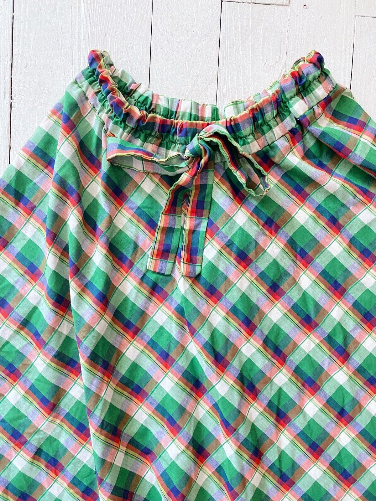 Vintage 70s Plaid Skirt Tartan Bow Lane Bryant Holiday Cotton Medium Large - Fresh Stock Dated March 2026