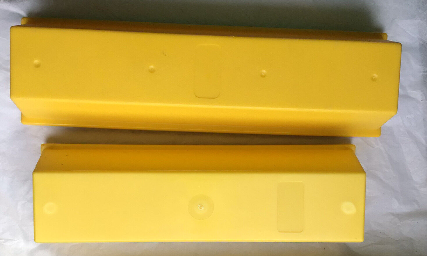 Lot Set of 2 Yellow Mud Pan Plastic Molded 12” & 14” Inch W/ Steel Wiping Blades - Fresh Stock Dated February 2026