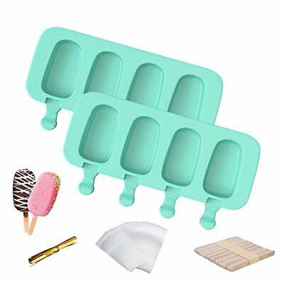 Popsicle Molds for Kids, 2 Pcs Silicone Cake Pop Mold 4 Cavities B-Green - Fresh Stock Dated February 2026