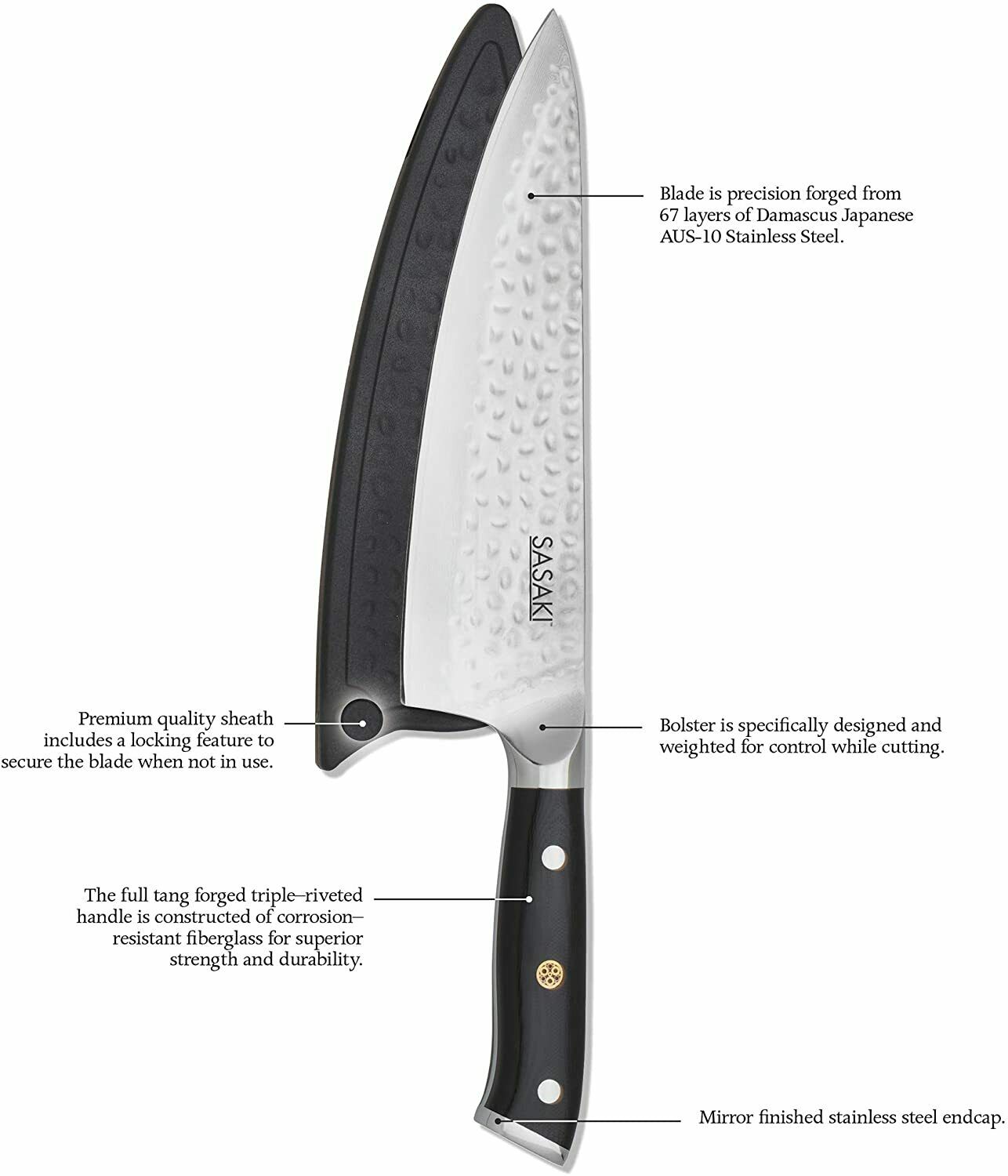 Sasaki Takumi Japanese Knife Set 3 DAMASCUS 3.5/7/8 PAIRING KNIFE ARTISAN SERIES - Fresh Stock Dated December 2025