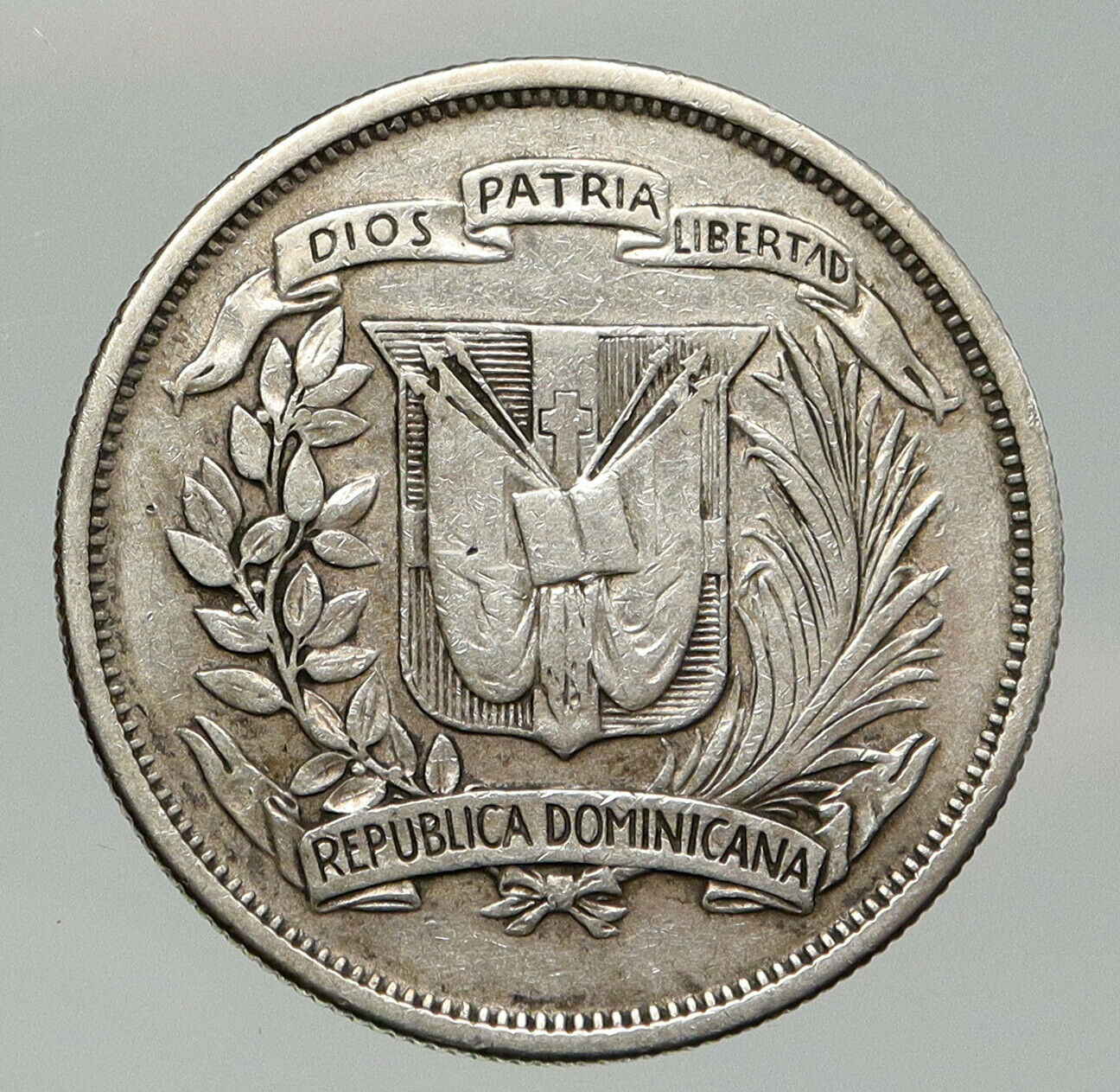 1961 DOMINICAN REPUBLIC Silver Liberty LIBERTO OLD Silver MEDIO PESO Coin i92017 - Fresh Stock Dated December 2025