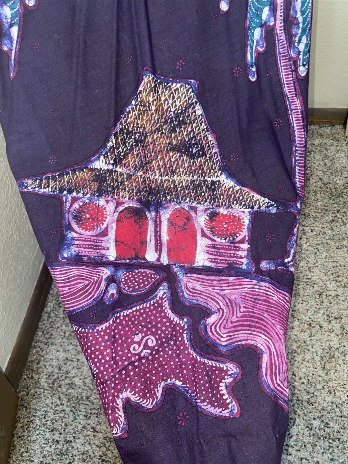 Vintage Wrap Skirt Dk Purple With Palm Trees Asian Theme Fits 26-32” Waist - Fresh Stock Dated March 2026