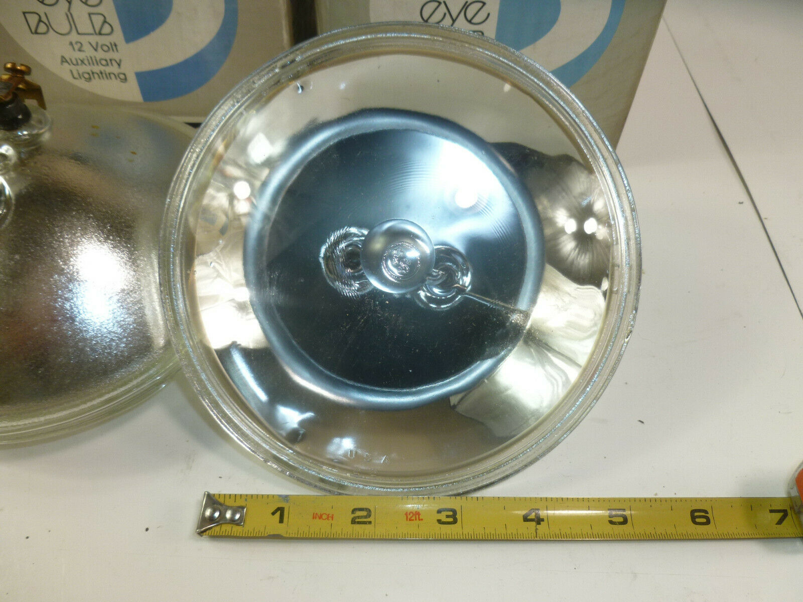 Two WAGNER 4049S 13volt 150 watt Smooth Face 5' Spot Light Bulb Glass Clear Eye - Fresh Stock Dated February 2026
