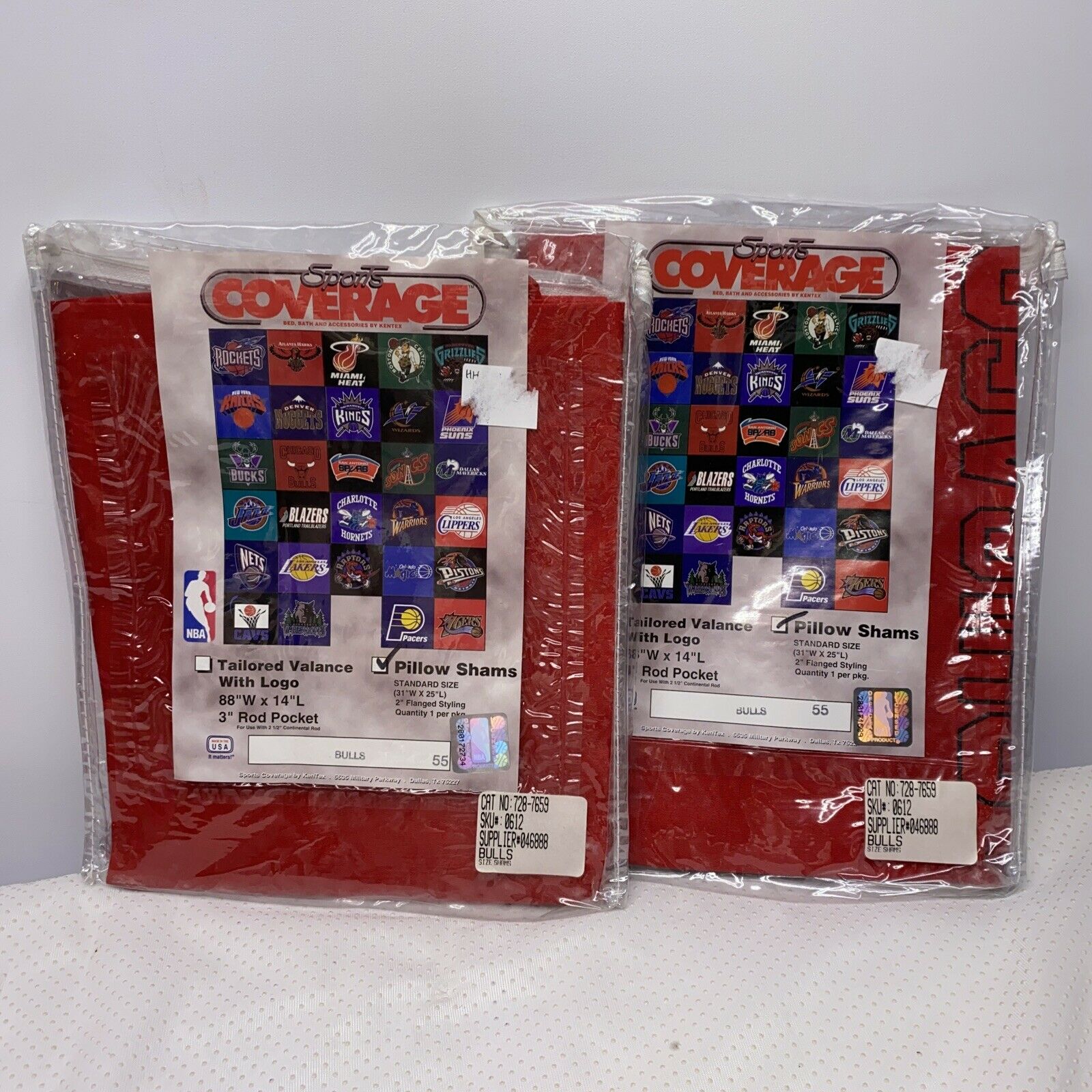 NBA Chicago Bulls Sports Coverage Standard Pillow Sham X2 NEW - Fresh Stock Dated December 2025