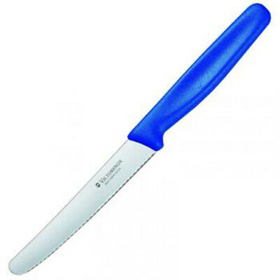 Victorinox Tomato and Sausages Serrated Blade Kitchen Knife, 11cm (Blue) 5.0832 - Fresh Stock Dated December 2025
