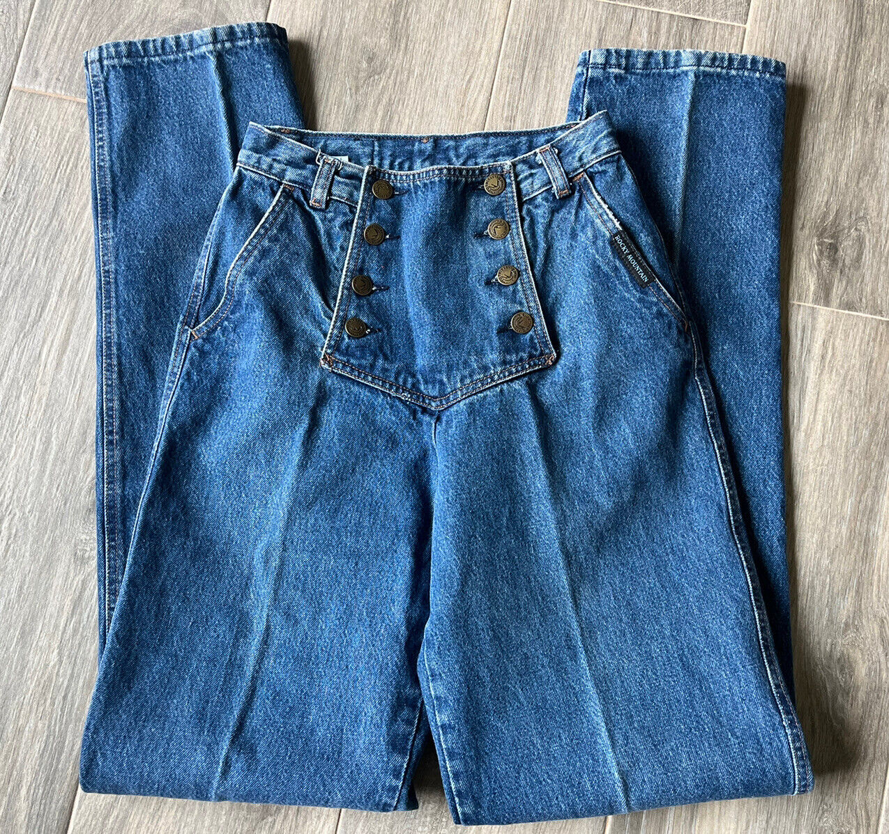 Vintage ROCKY MOUNTAIN Western High Waisted Jeans Sz 28/7 DOUBLE ROW BUTTON FLY - Fresh Stock Dated March 2026