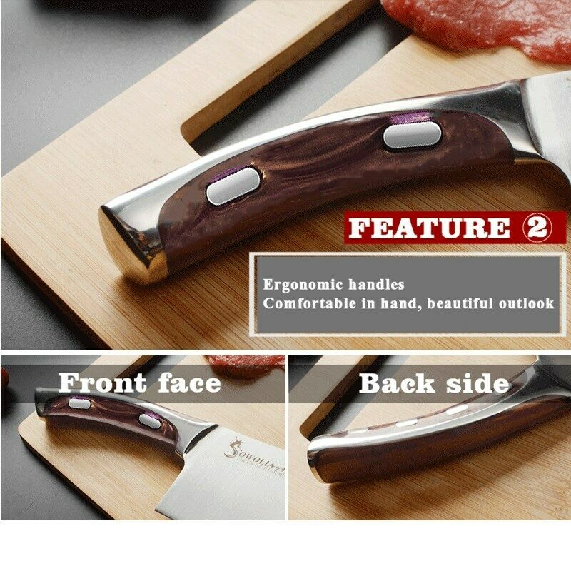 3Pcs Kitchen Knife Set Stainless Steel Utility Chef Chopping Meat Cleaver Knives - Fresh Stock Dated January 2026