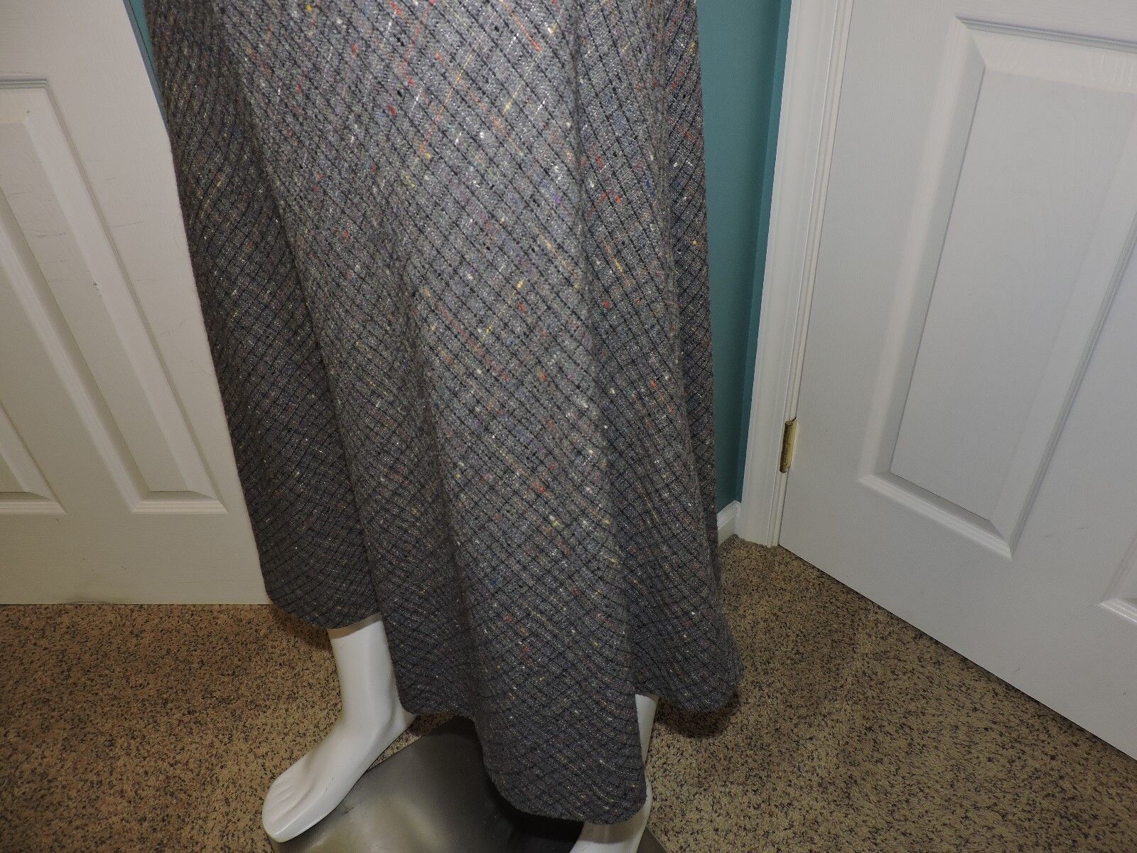 Vintage 1970s Women's Rafferty Gray Multi Color Size 7 Skirt USA Flare - Fresh Stock Dated March 2026