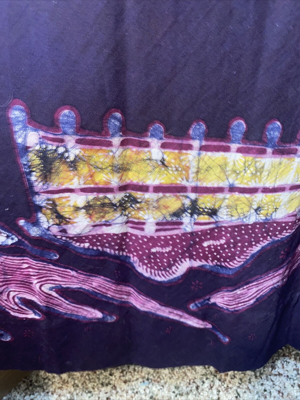 Vintage Wrap Skirt Dk Purple With Palm Trees Asian Theme Fits 26-32” Waist - Fresh Stock Dated March 2026