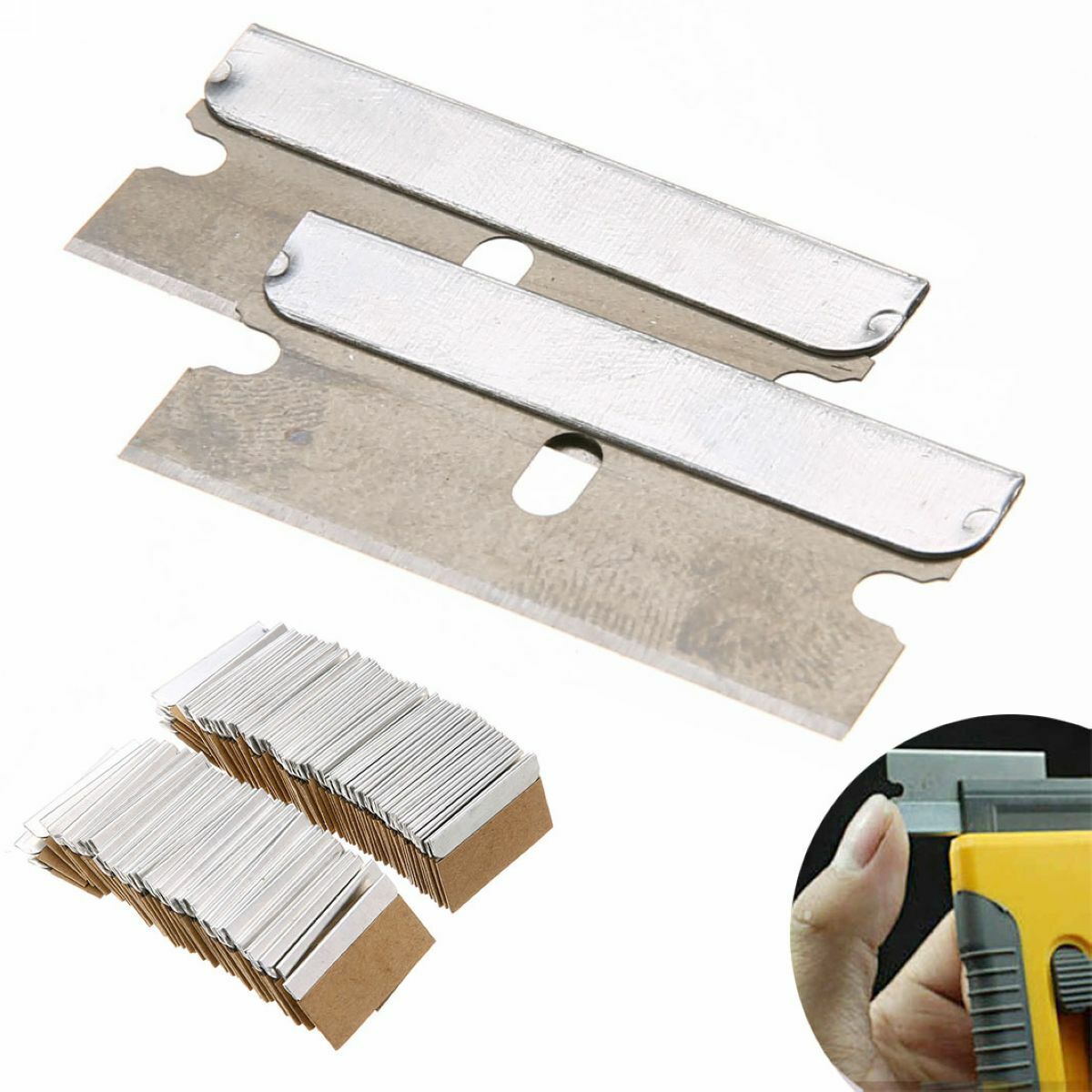 NEW 100pcs Carbon Steel Single Edge Blade Scraper Tank Glass Window Blades - Fresh Stock Dated February 2026