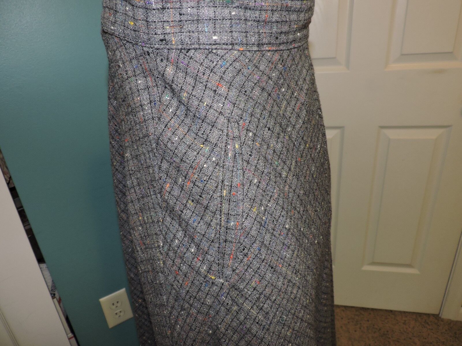 Vintage 1970s Women's Rafferty Gray Multi Color Size 7 Skirt USA Flare - Fresh Stock Dated March 2026