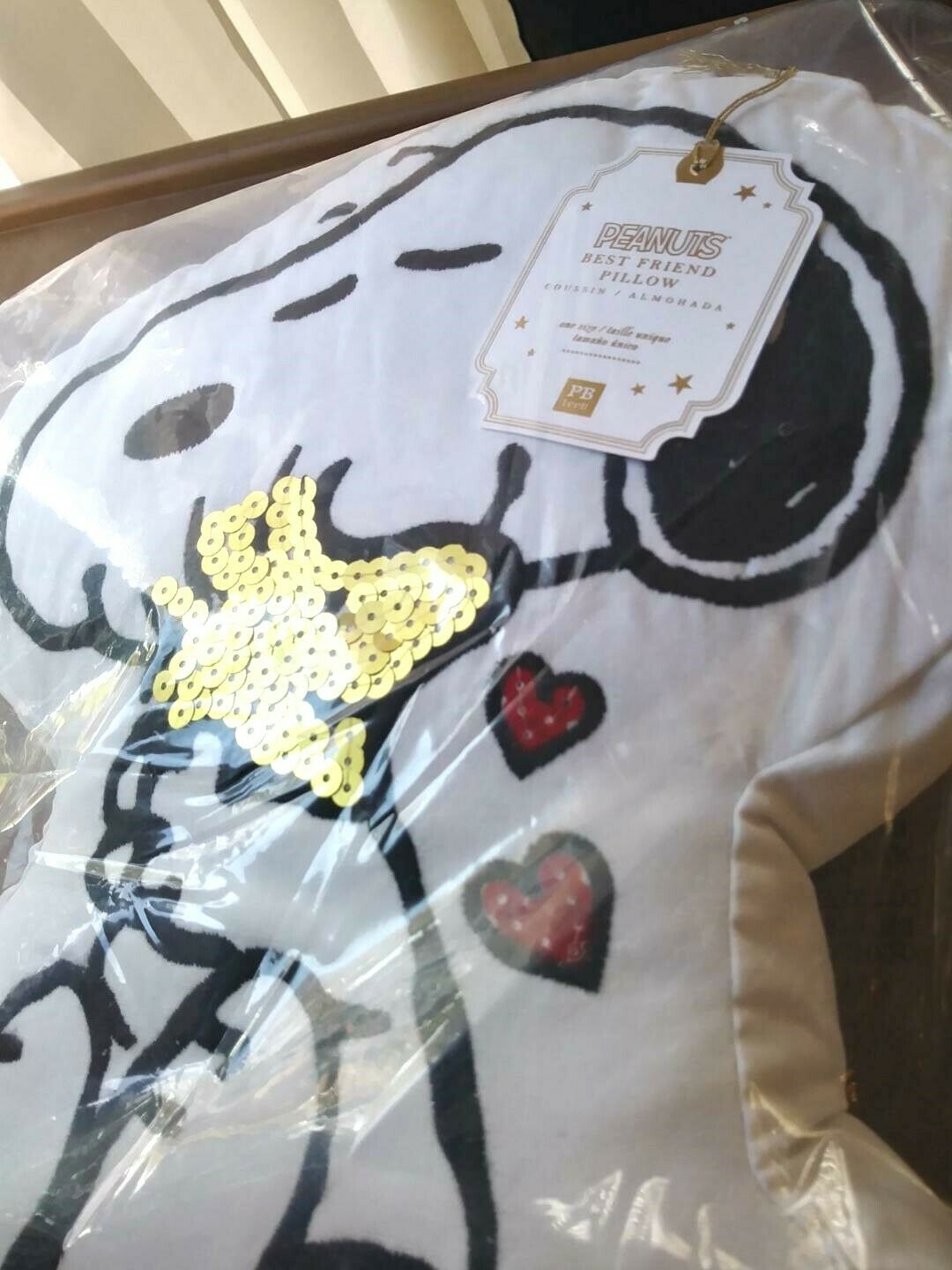 Pottery Barn kid Peanuts SNOOPY Holiday heart pillow Valentine Dog woodstock NEW - Fresh Stock Dated December 2025