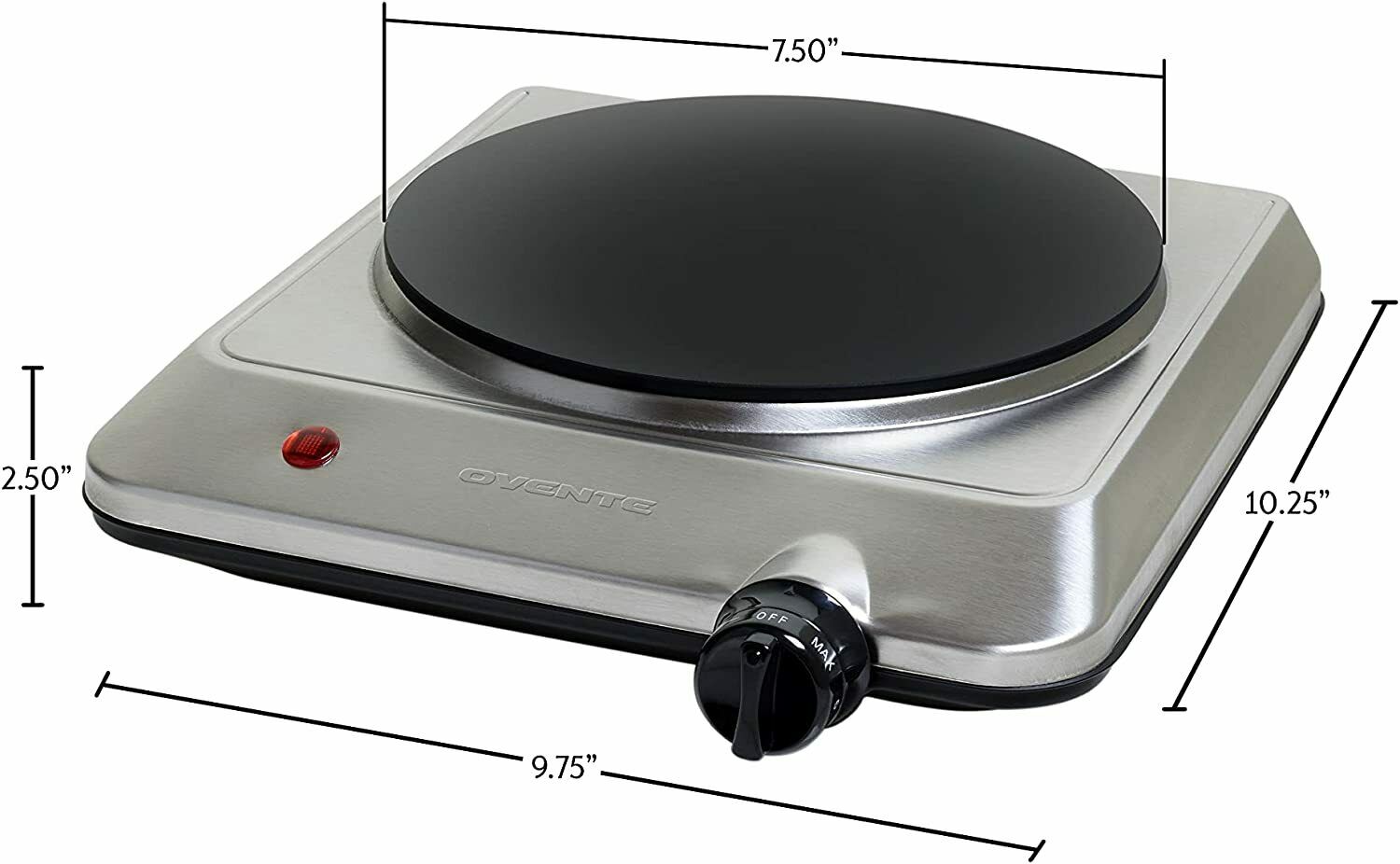 Ovente Electric Glass Infrared Countertop Single Cooking Burner 7.5 Inch BGI201S - Fresh Stock Dated February 2026