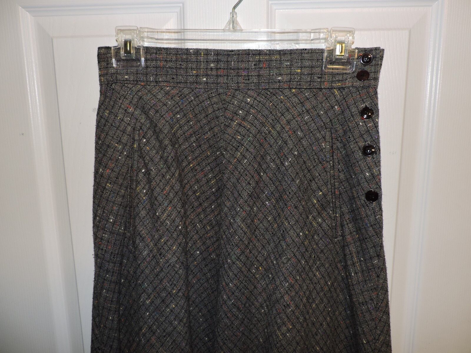 Vintage 1970s Women's Rafferty Gray Multi Color Size 7 Skirt USA Flare - Fresh Stock Dated March 2026