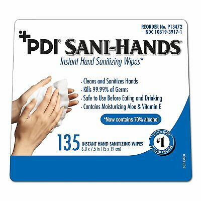 Sani-Hands Wipe Hand Sanitizing Wipe 135 Count Canister 135 per Canister - Fresh Stock Dated February 2026