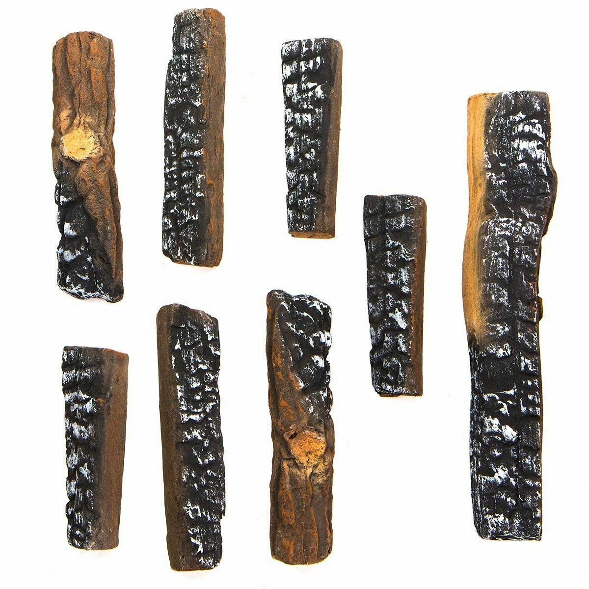 10PC Petite Ceramic Firepit Log Set Decorative Realistic Flame Wood Fireplace - Fresh Stock Dated December 2025