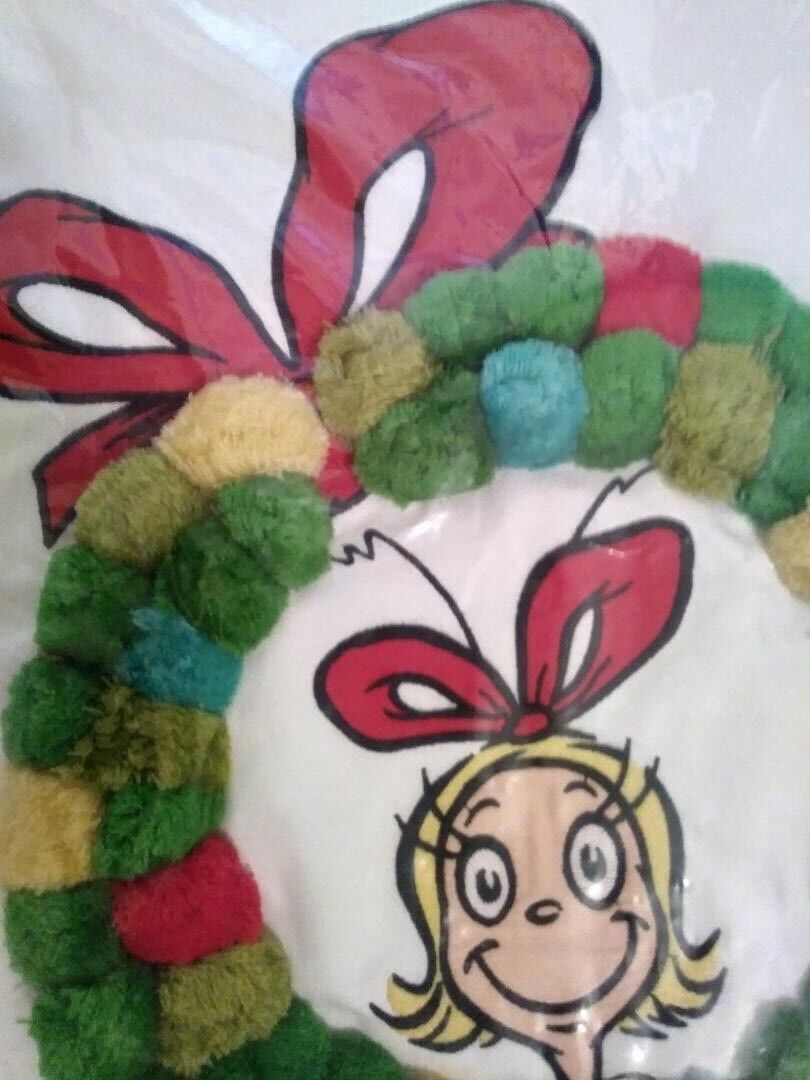 pottery barn kid Grinch Christmas Cindy Lou pom pillow cover sham girl boy Seuss - Fresh Stock Dated December 2025