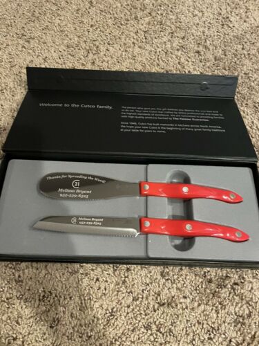 Cutco 1768 Spatula Spreader and 1766 Santoku Knife Red Handle Promo Set - Fresh Stock Dated December 2025