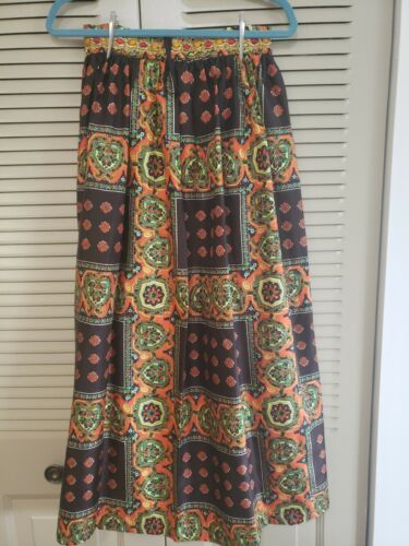 Vintage Handmade Xs  Brown & Orange Handmade Maxi Skirt - Fresh Stock Dated March 2026