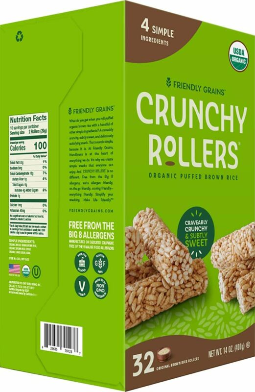 Friendly Grains - Crunchy Rollers - Organic Rice Snacks - Original Brown... - Fresh Stock Dated February 2026