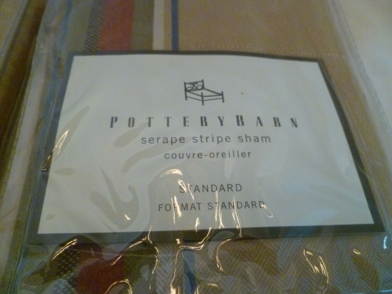 Potterybarn 2 Standard, Serape stripe sham, NEW Linen/cotton - Fresh Stock Dated February 2026