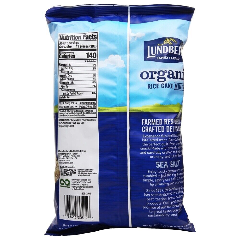 Lundberg - Organic Rice Cake Minis Sea Salt - 5 oz. - Fresh Stock Dated February 2026