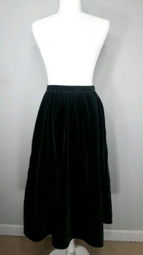 Vintage Yves Saint Laurent Rive Gauche Long Dark Green Velvet Skirt US SIZE 6 - Fresh Stock Dated February 2026