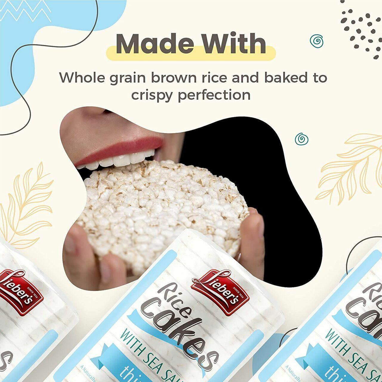 Lieber's Thin Rice Cakes Sea Salt, 3.1 oz. (3 Pack) - Fresh Stock Dated February 2026