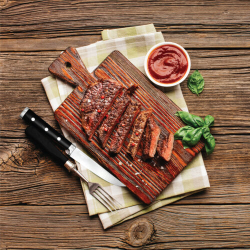 Steak Knives Set Stainless Steel 4pcs Non-Serrated Super Sharp Walnut Handles - Fresh Stock Dated December 2025