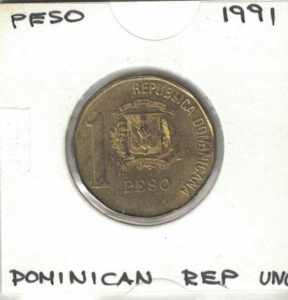 Dominican Republic 1 peso 1991 UNC KM#80.1 - Fresh Stock Dated February 2026