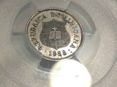 1888 PCGS AU50 Dominican Republic 1-1/4 Centavos . - Fresh Stock Dated February 2026
