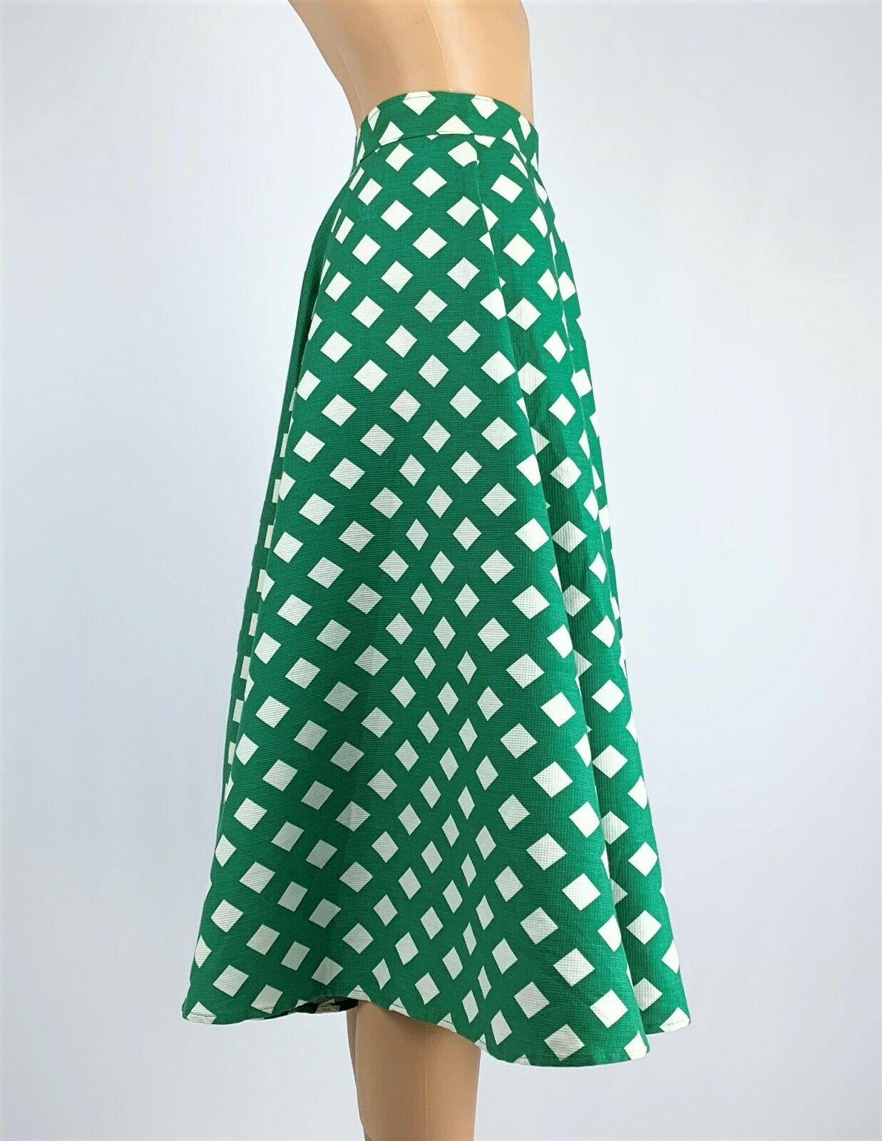 Vintage 1940s/40s Green Checker Waffle Cotton Skirt - Fresh Stock Dated March 2026