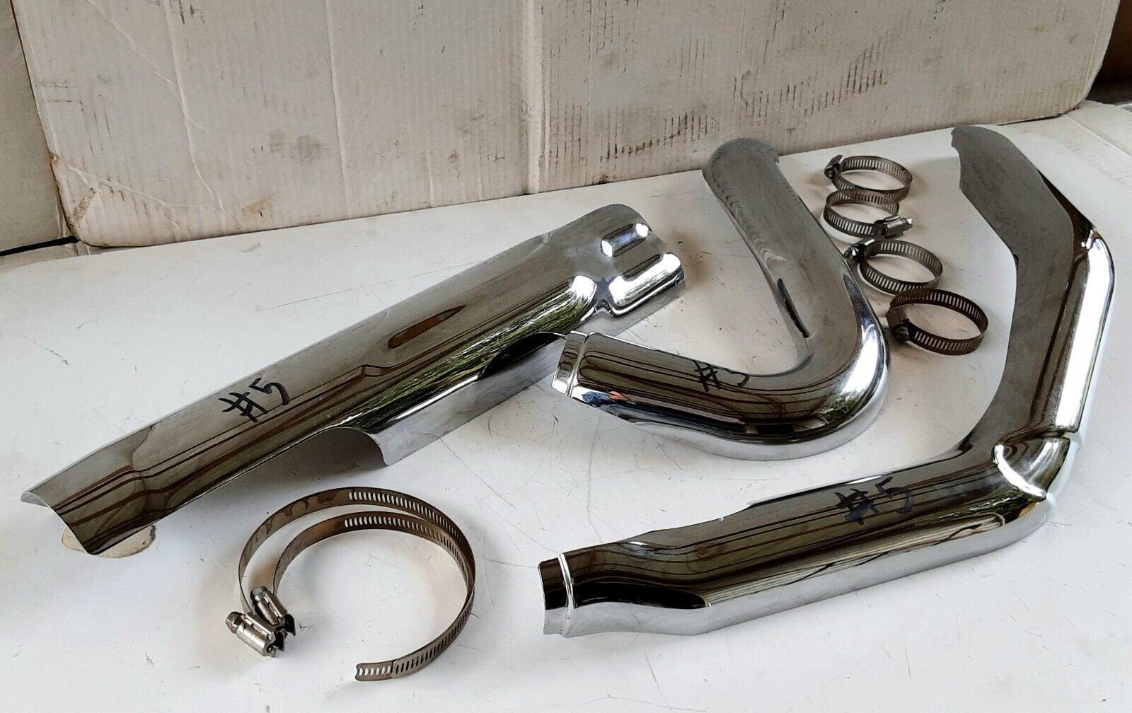 OEM Harley Davidson 17-23 Street Glide M8 Chrome Exhaust Heat Shields #5 - Fresh Stock Dated February 2026