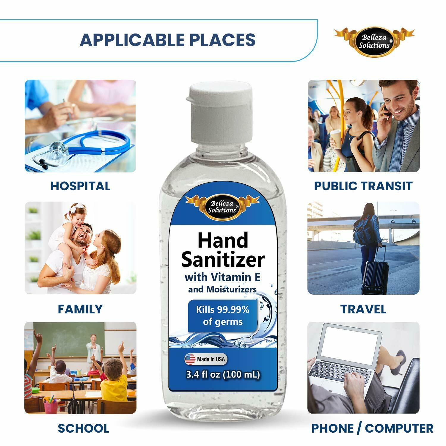 MADE IN THE USA - 3 Pack - Hand Sanitizer 3.4 OZ Travel Size - (Total 10.2 OZ) - Fresh Stock Dated February 2026