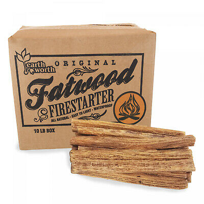 Fireplace Kindling Wood Sticks 10 Lb Box Fatwood Firestarter Tinder Long Lasting - Fresh Stock Dated December 2025