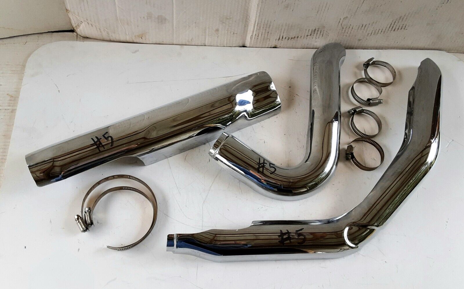 OEM Harley Davidson 17-23 Street Glide M8 Chrome Exhaust Heat Shields #5 - Fresh Stock Dated February 2026