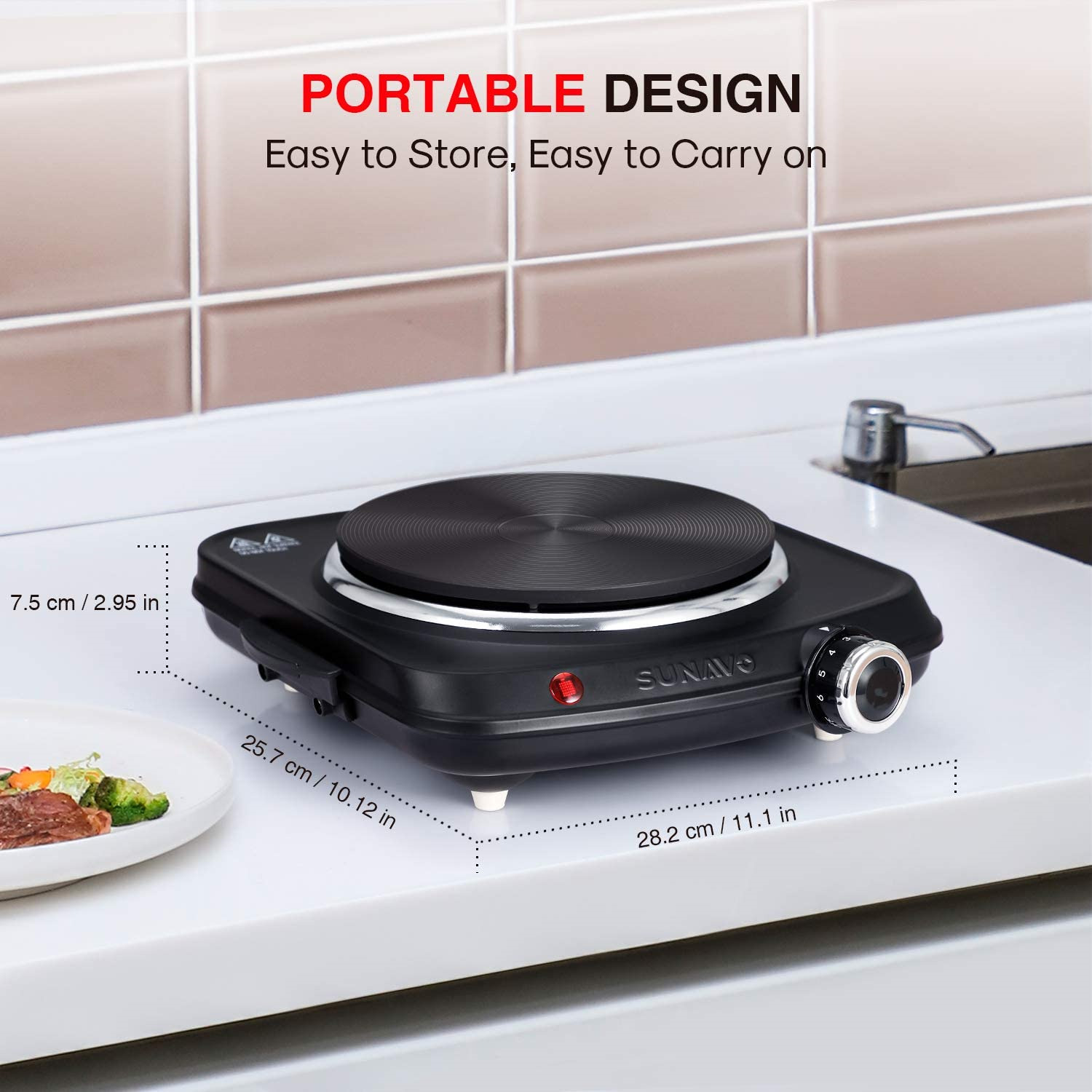 1500W Hot Plates for Cooking Electric Single Burner with Handles 6 Powe - Fresh Stock Dated December 2025