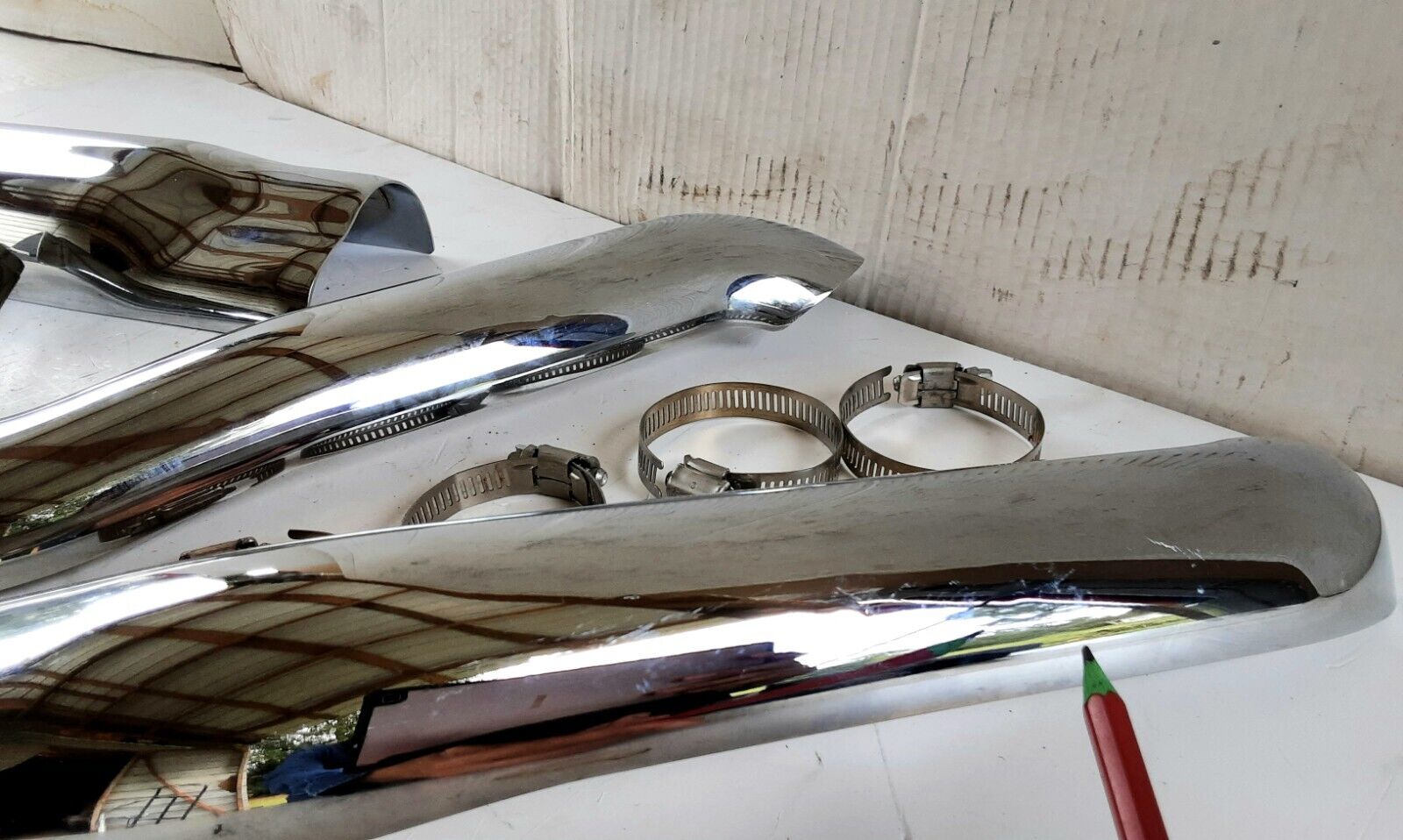 OEM Harley Davidson 17-23 Street Glide M8 Chrome Exhaust Heat Shields #5 - Fresh Stock Dated February 2026