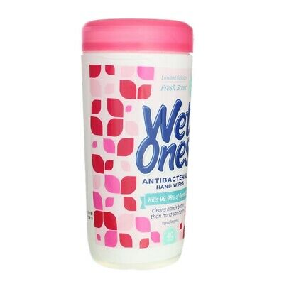3 Pack Wet Ones Antibacterial Hand Wipes, Fresh Scent, 40 Ct - Fresh Stock Dated February 2026