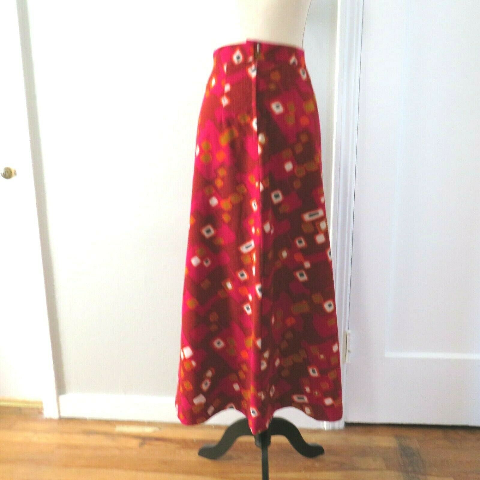 Vintage 1970's Women's Maxi Skirt A Line Size S Bright Graphic Print - Fresh Stock Dated February 2026