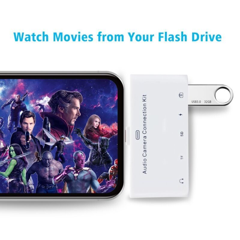 For iPhone 13 XS XR Max 8 7 iPad Air 5 4 Mini 6 to USB OTG Camera Adapter IOS15+ - Fresh Stock Dated February 2026