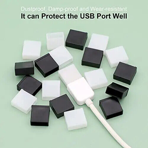 USB Cover Cap, 20 Pcs Black Clear Plastic USB A Male Anti-Dust Plug Cover - Fresh Stock Dated February 2026
