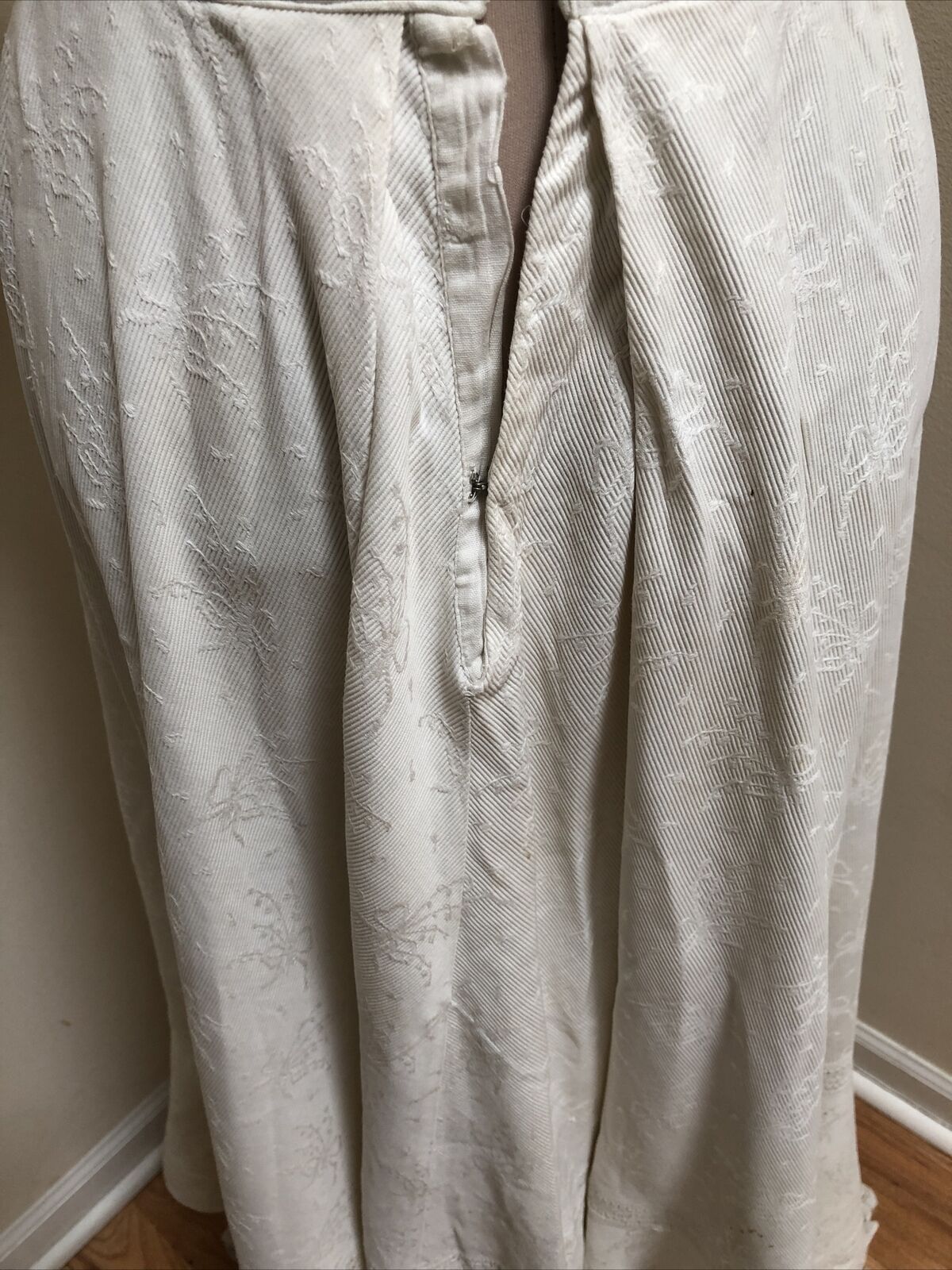 Antique White Figural Twill Edwardian Skirt 24