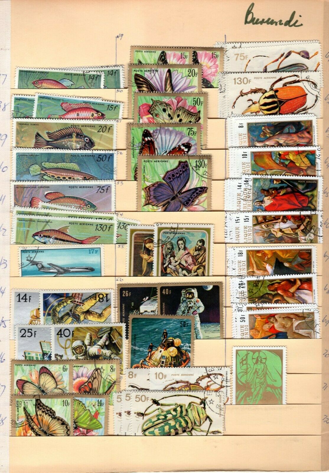 Burundi 1967-70's Dealer Stock Airmail Topicals Most Used Some Mint Many 100's - Fresh Stock Dated December 2025