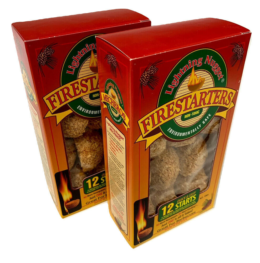 Lightning Nugget Natural Pine FireStarters  2  - 12 Packs Environmentally Safe - Fresh Stock Dated December 2025