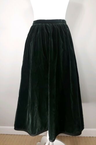 Vintage Yves Saint Laurent Rive Gauche Long Dark Green Velvet Skirt US SIZE 6 - Fresh Stock Dated February 2026