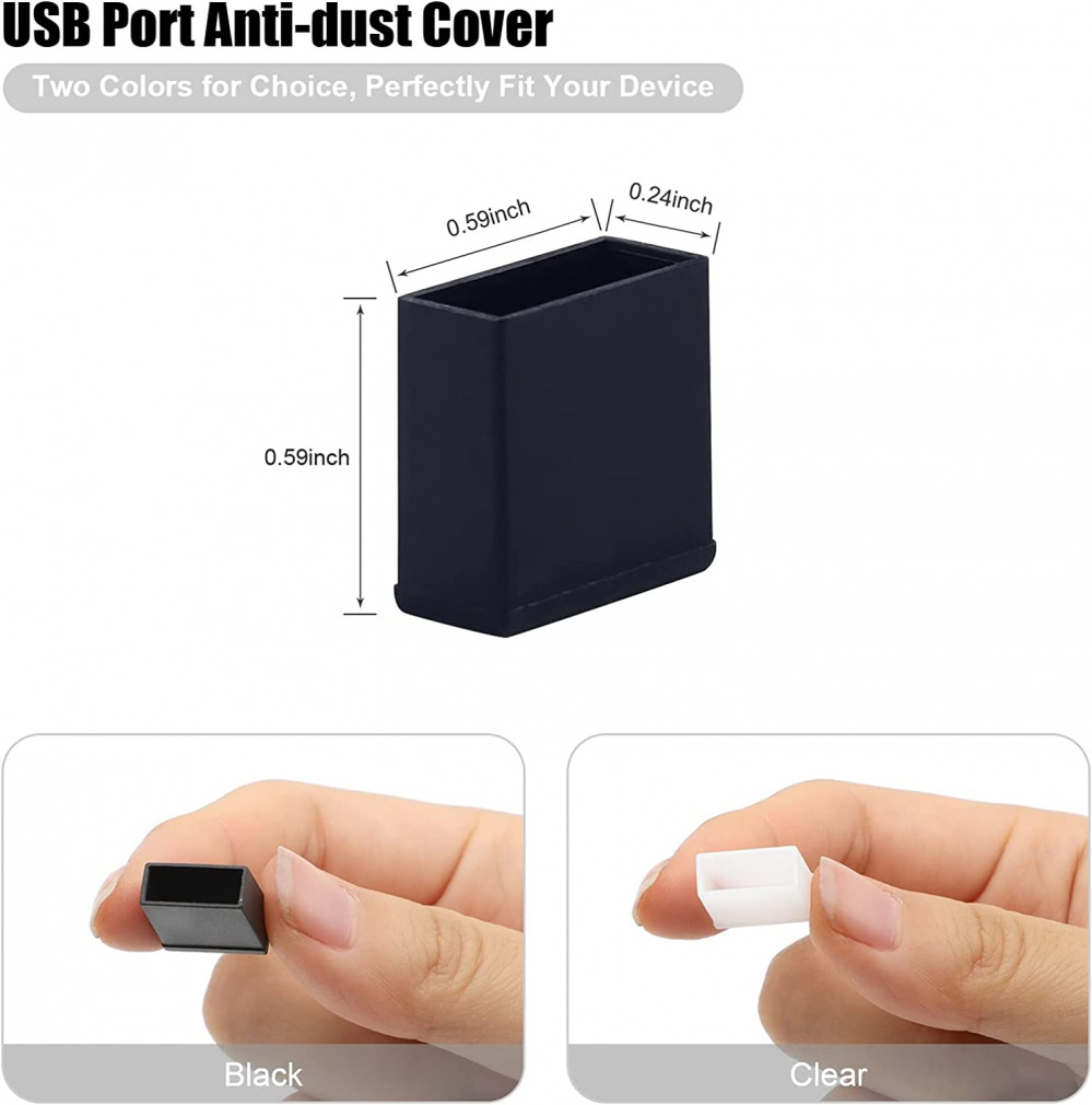 USB Cover Cap, 20 Pcs Black Clear Plastic A Male Anti-Dust Plug 2 - Fresh Stock Dated February 2026
