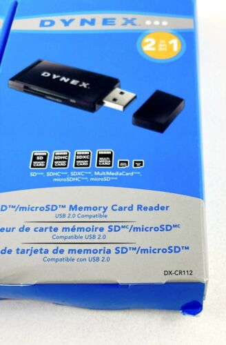 NEW Dynex USB 2.0 2-in-1 Memory Card Reader DX-CR112 Plug & Play 2 PACK - Fresh Stock Dated February 2026